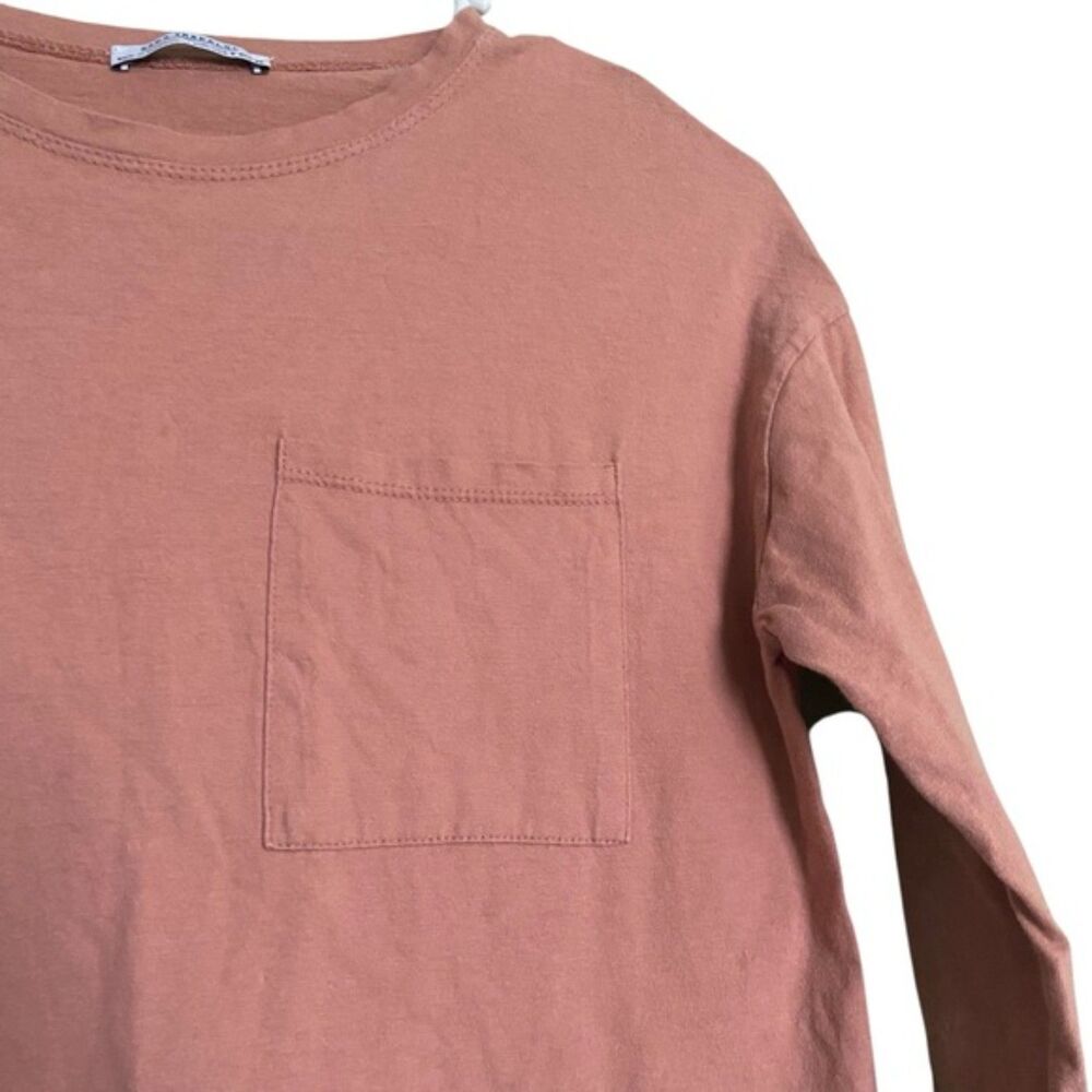 Zara Trafaluc Peplum Ruffle Hem Long Sleeve Pocket Tee Size Small - Picture 3 of 6